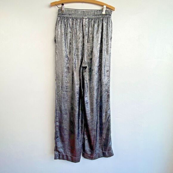 A New Day Silver Womans Pants Trousers Small Wide Leg Retro Festival Evening - Picture 5 of 9